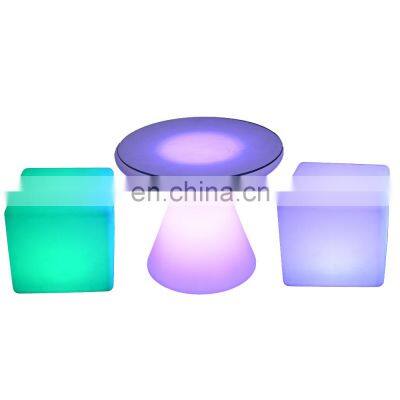 plastic cocktail table cube seating led glow bar furniture outdoor garden glow furniture