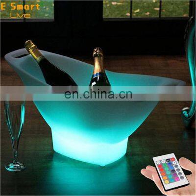 Whiskey Beverage Led Wine Chiller Large Capacity Champagne Wine Drinks Beer Plastic Glowing Led Illuminated Ice Bucket for Party