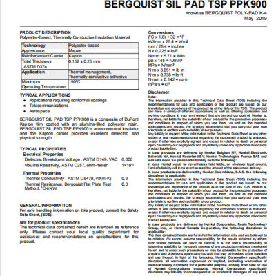 BERGQUIST PPK4 SIL PAD TSP PPK900 BERGQUIST POLY-PAD K-4 photo-3
