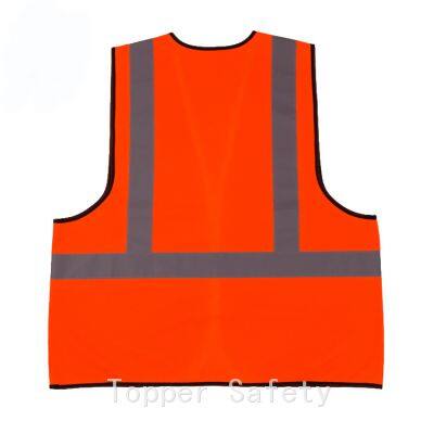 100% Polyester hi Visibility ENISO 20471 Orange Reflective Vest photo-2