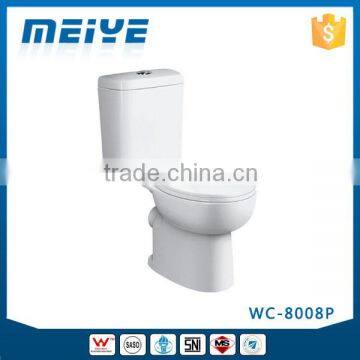 WC-8008P Смываемый туалет из двух частей с мягко закрывающейся крышкой и демпфером, унитаз для воды