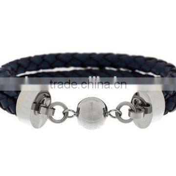 wholesale oem braided leather bracelet high quality stainless steel bead bracelets