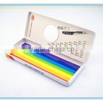 colored pencils tin box,metal tin pencil case,rectangular stationery tin boxes