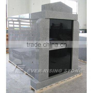Grey Granite mausoleum with roof top