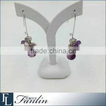 Elegant women 925 silver jewelry freshwater pearl earring
