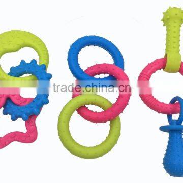 hot sale TPR 3 Color Rings Pet Bite Rubber Toy/Colorful circle chew toy,for chew pet dog toy ball throw