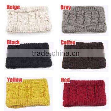 Fashion Beige Twisted Knit Crochet Winter Lady Headband photo-3