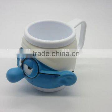 hot sell cute plastic The Smurfs cartoon figure mug