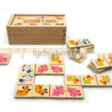 China Toys 28 Pcs Duck Dog Pig Sheep Cow Horse Animal Design One Piece Two Image in a Wooden Box Domino Brick photo-4
