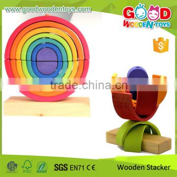 2015 Popular Toy 14 Bright Rainbow Stacking Pieces Combined Wooden Educational Toys                        
                                                Quality Choice