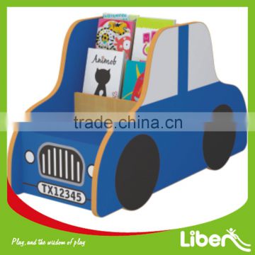 Fire Proof Board Wooden Car Shape Kids Bookrack of Two Sides Shelf