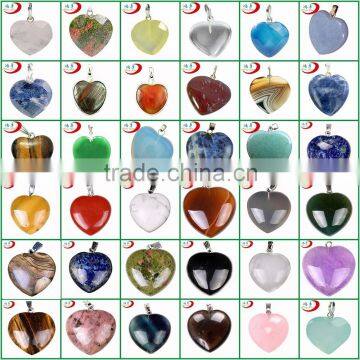 Natural Assorted Gemstone Heart Pendants