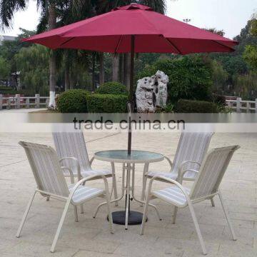 6 Piece Outdoor Garden Patio Furniture Glass Aluminum Dining Table Sling Chair Umbrella Set Quality Choice photo-5