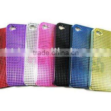 case for apple iphone4 4g, Plastic Crystal Case Diamond Metal Color for iphone4,for iphone 4 accessories