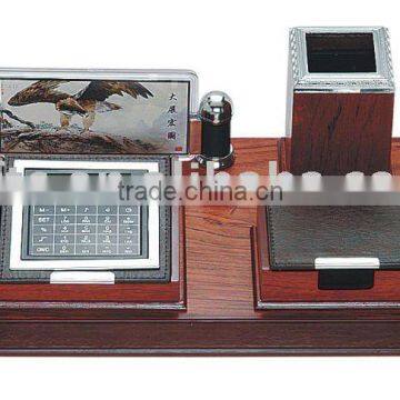 wooden desktop set,notepad,pen cup,name card case,calculator