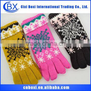 2014 Snow jacquard acrylic custom gift fashion acrylic knitted hand glove