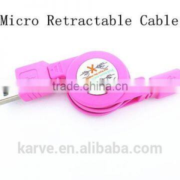 high quality fashion colorful micro retractable cable portable charge and data micro cable