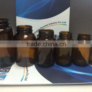 Different capacity Amber Cosmetics Glass Bottles For Tablet Wide Mouth