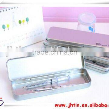 metal tin pencil box, plain tin boxes, small metal hinged lid tin box