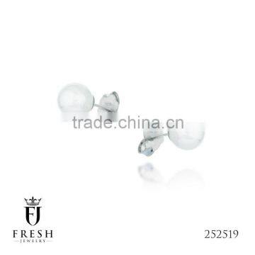 252519 Pearl Silver Jewellery Fashion 925 Sterling Silver Earring - Silver Jewellery Manufacturer, CZ Cubic Zircon AAA