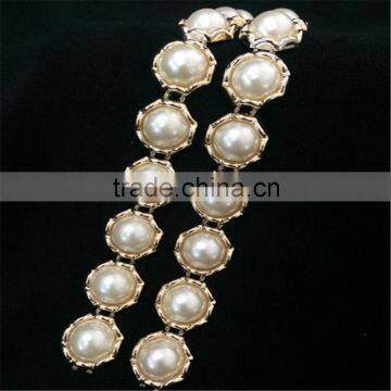 Cheap Plastic Pearl Beaded Lace Trim for Wedding Dress photo-3
