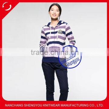 China high quality custom women yarn dyed hoodies sweatshirts