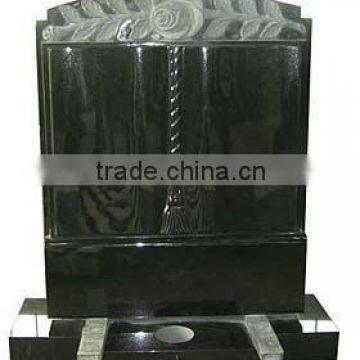 Chinese granite black headstone rose carved