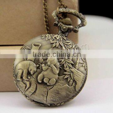 antique bronze color plated Panda Pocket Watch