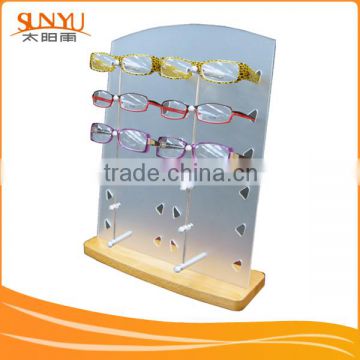 Fashion Clear Acrylic Sunglasses Display Racks With Wooden Stand (SUNYU)