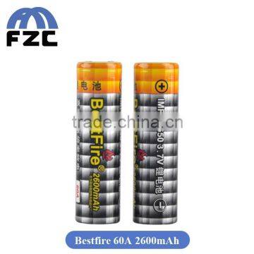 18650 2600mah Bestfire 60A 18650 Li-ion battery with factory price