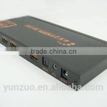 4x2 HDMI 3D HDTV HD True Matrix 1.4 1080p Switch Splitter 4 In 2 Out IR Remote