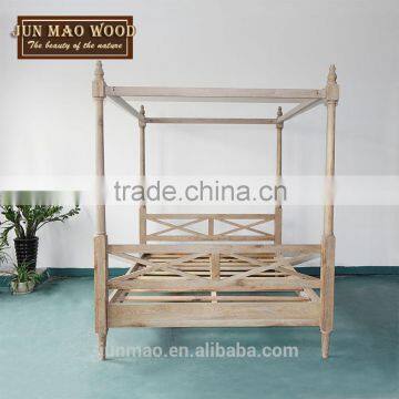 Bed room furniture design antique wooden bed with mosquito net