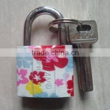 Beautiful Flower printing Arc type Heavy duty Atomic key pattern print iron padlock