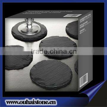 fashional coffee set slate stone round sauce tray