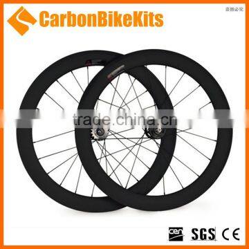 Super Stiffness CarbonBikeKits TW60C Track Carbon Wheel Light,60mm Clincer Carbon Track Wheelset
