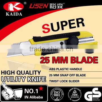 Plastic with rubber grip handle 25mm Blade Utility Knife Screw lock carpet cutter safety cutter 2 style