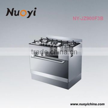 Easy operating glass body 5 burner gas cooker stove with electric oven combination