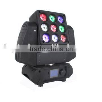 CE&RoHs Certificate 3x3 8deg 9x10W 4 in 1 RGBW Matrix Pixel LED Moving Head Light