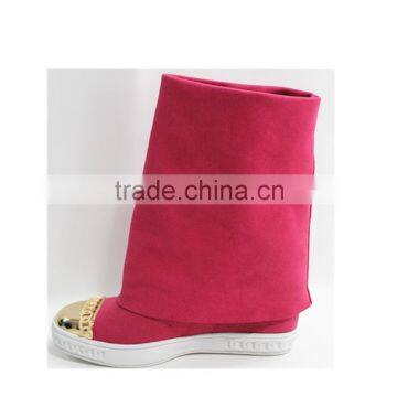Fashion Design Hot Sale Rose Suede Hidden Heel Steel Toe Boots 2015 photo-4