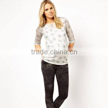 All over printed maternity half sleeve t-shirt