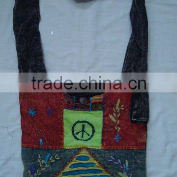 2014 new collection canvas shoulder bags stone wash cotton bag hippie bag