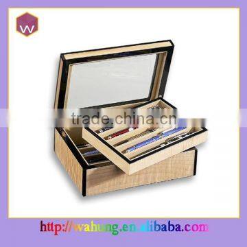 Top Grade Custom Wooden Writing Pen Packaging Box With Compartment Wholesale