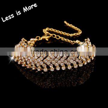 2015 New Wholesale Rhinestone Pave Crystal Chain Bead Bangle Bracelet photo-2