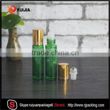 10ml green glass essential oil bottle with a metal roller ball                        
                                                                                Supplier's Choice