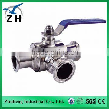 Hot sale 3 way sanitary stainless steel ball valve from professional manufacturer