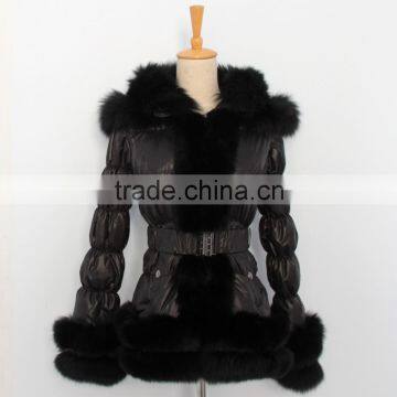 DK013 fashion duck down coat with fox fur trim and puffer jacket with fur hood