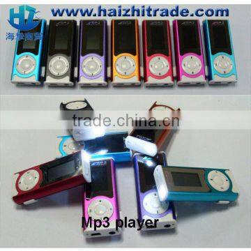 2014 New gift Clip metal mini clip mp3 player with LED torch with good quality loud speaker