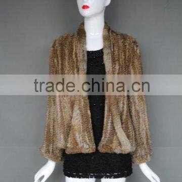 2016 New Style Hand Knitting Rabbit Fur Shawl Sexy Lady's Short Jacket Fut Coat