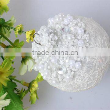 2015 China Hand Made Wholesale Christmas Tree White Lace Edge Balls ,christmas Ball Decoration/ornament With Aluminium Cap photo-3