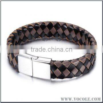 leather bracelet with magnetic closure woven leather bangle jewelry